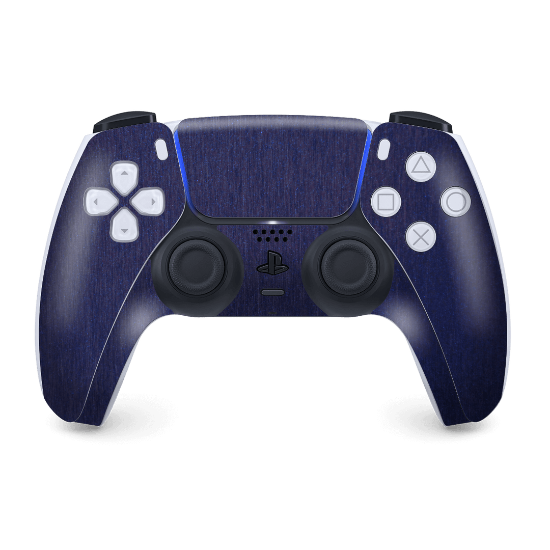 PS5 Playstation 5 DualSense Wireless Controller Skin - Brushed Metal Blue Metallic Skin Wrap Decal Cover Protector by EasySkinz | EasySkinz.com