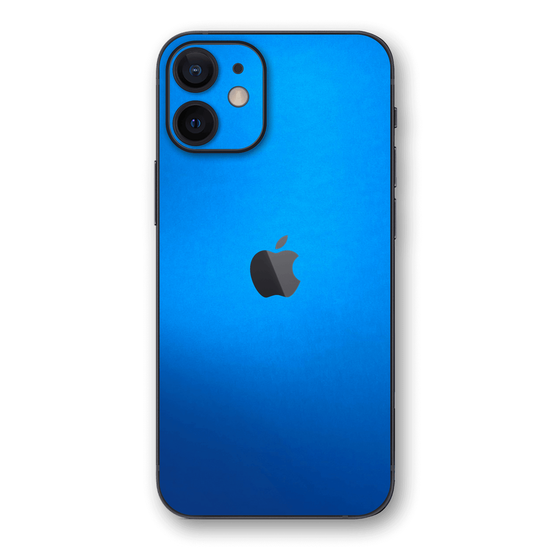iPhone 12 mini Satin Blue Metallic Skin Wrap Decal Protector Cover by EasySkinz | EasySkinz.com