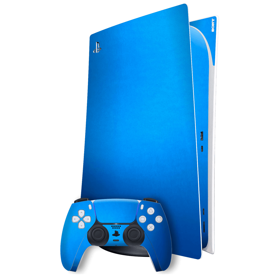 Playstation 5 (PS5) DIGITAL EDITION Satin Blue Metallic Matt Matte Skin Wrap Sticker Decal Cover Protector by EasySkinz | EasySkinz.com