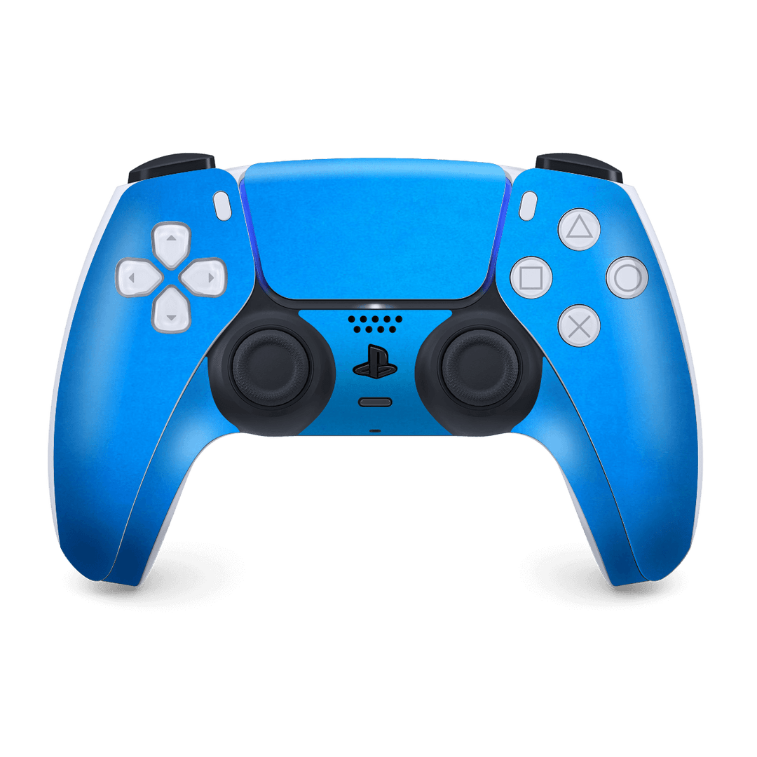 PS5 Playstation 5 DualSense Wireless Controller Skin - Satin Blue Metallic Matt Matte Skin Wrap Decal Cover Protector by EasySkinz | EasySkinz.com