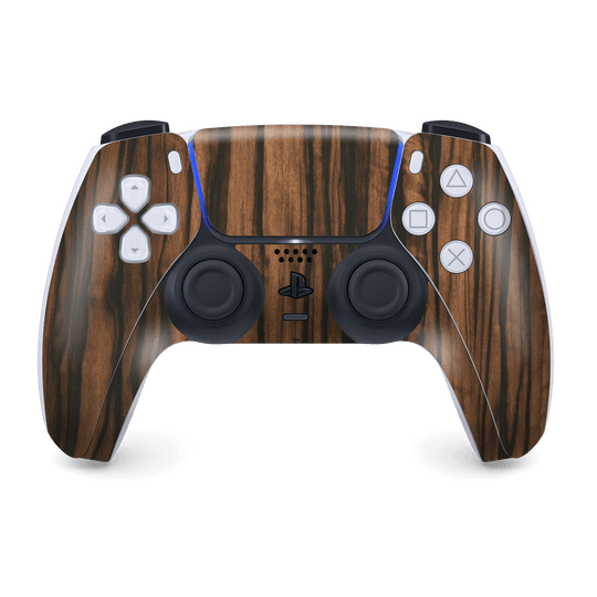 PS5 Playstation 5 DualSense Wireless Controller Skin - Luxuria Black Bronze Wood Wooden Metallic 3D Textured Skin Wrap Decal Cover Protector by EasySkinz | EasySkinz.com