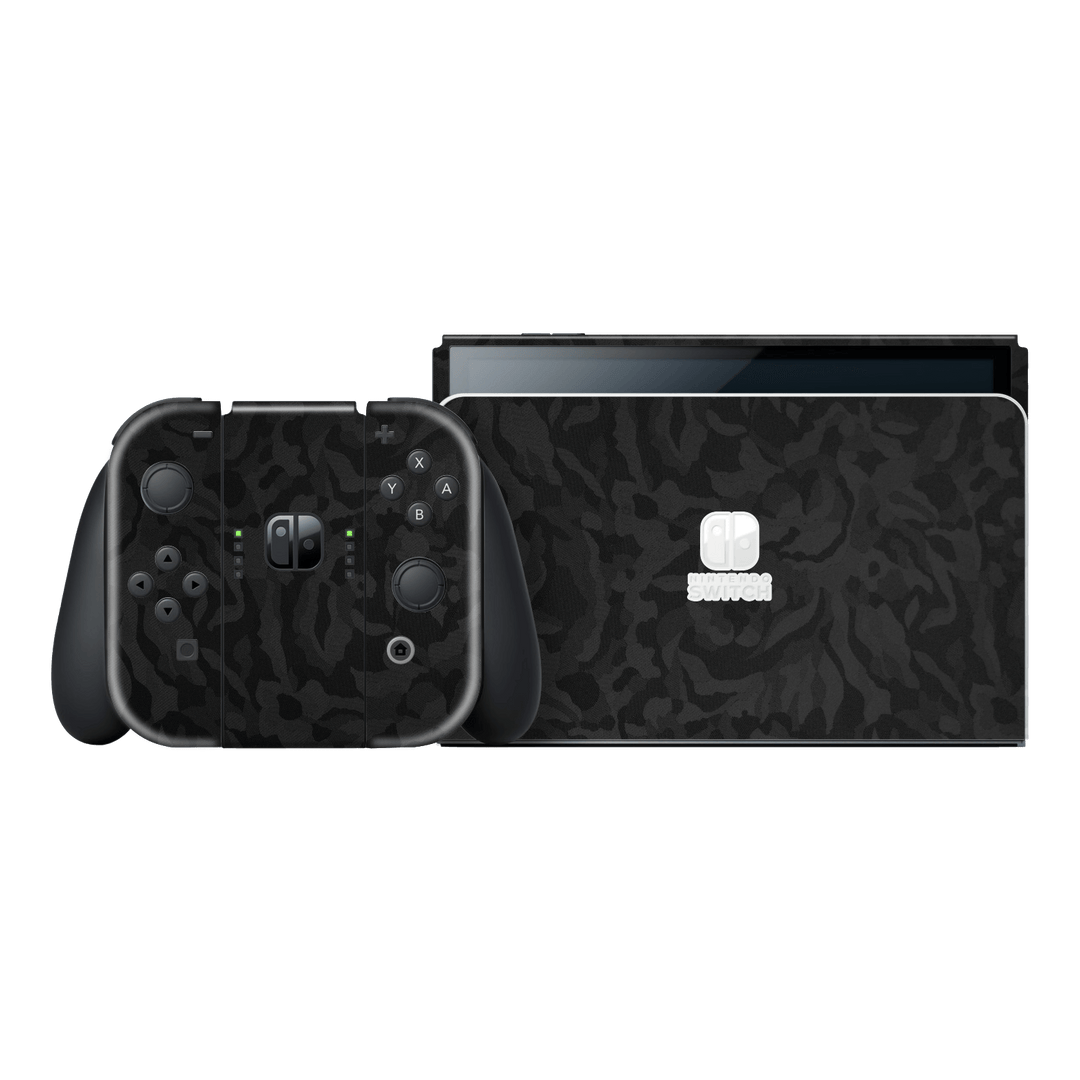 Nintendo Switch OLED Luxuria Black 3D Textured Camo Camouflage Skin Wrap Sticker Decal Cover Protector by EasySkinz | EasySkinz.com