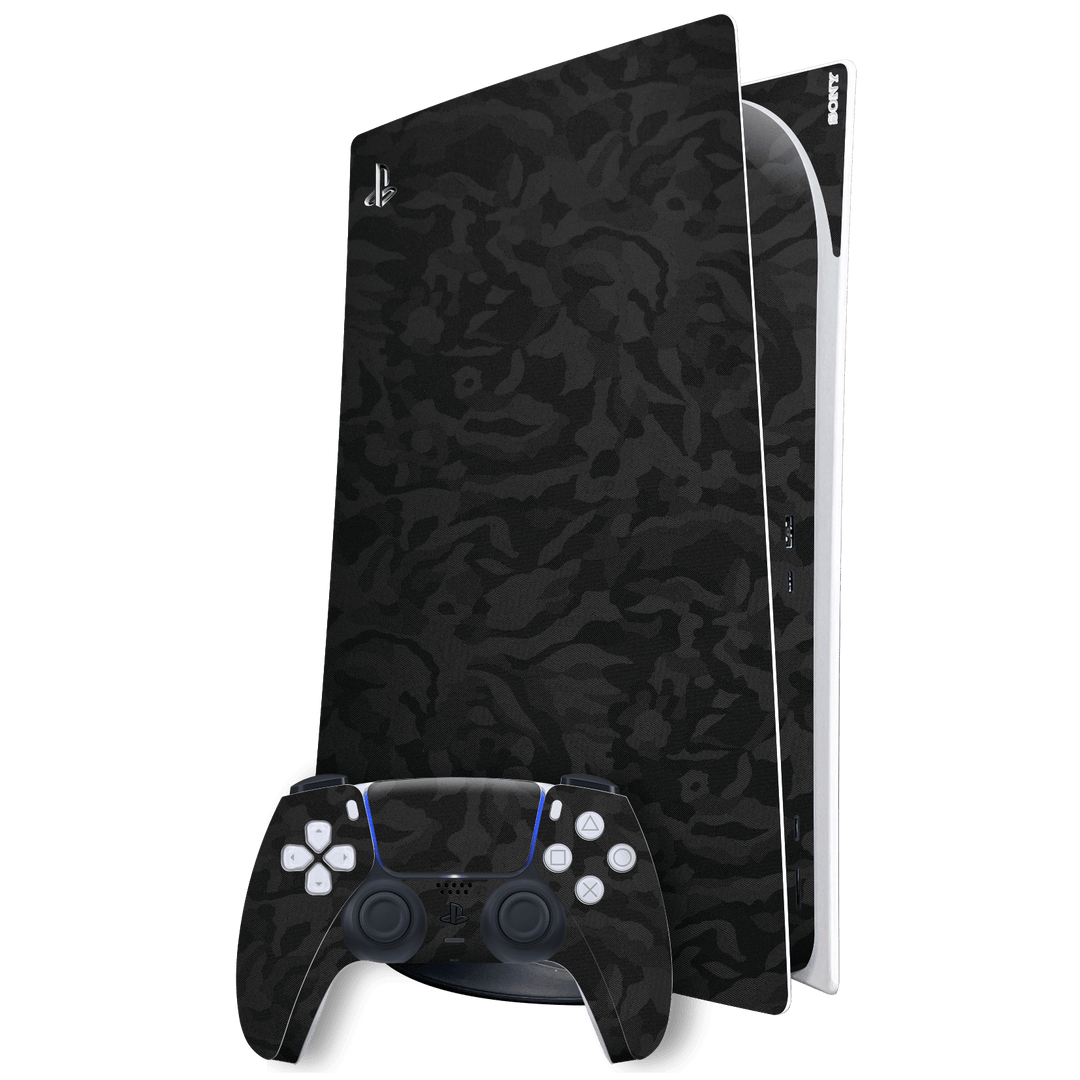 Playstation 5 (PS5) DIGITAL EDITION Luxuria Black 3D Textured Camo Camouflage Skin Wrap Sticker Decal Cover Protector by EasySkinz | EasySkinz.com