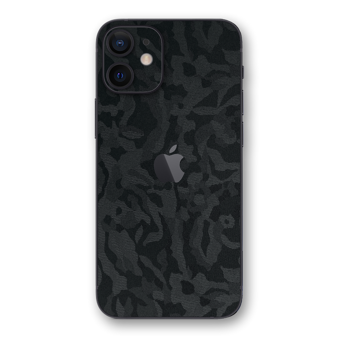 iPhone 12 Luxuria Black 3D Textured Camo Camouflage Skin Wrap Decal Protector | EasySkinz