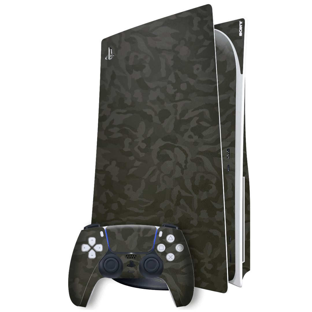 Playstation 5 (PS5) DISC Edition Luxuria Green 3D Textured Camo Camouflage Skin Wrap Sticker Decal Cover Protector by EasySkinz | EasySkinz.com