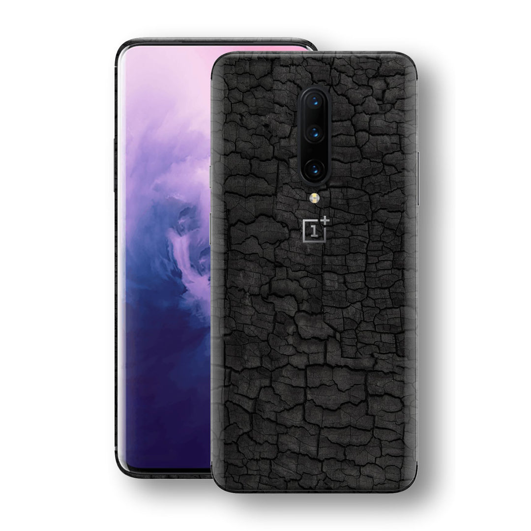 OnePlus 7 PRO Print Custom Signature Burnt Wood Black Charcoal Abstract Skin Wrap Decal by EasySkinz