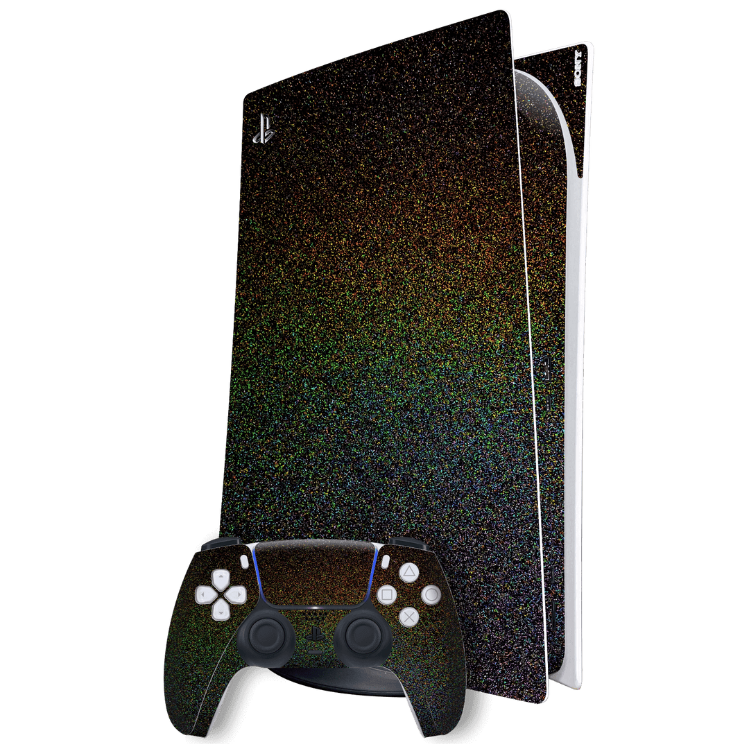 Playstation 5 (PS5) DIGITAL EDITION GALAXY Black Milky Way Rainbow Sparkling Metallic Gloss Finish Skin Wrap Sticker Decal Cover Protector by EasySkinz | EasySkinz.com
