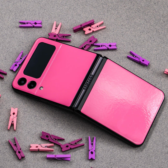 Samsung Galaxy Z Flip 3 Gloss Glossy Hot Pink Skin Wrap Sticker Decal Cover Protector by EasySkinz | EasySkinz.com