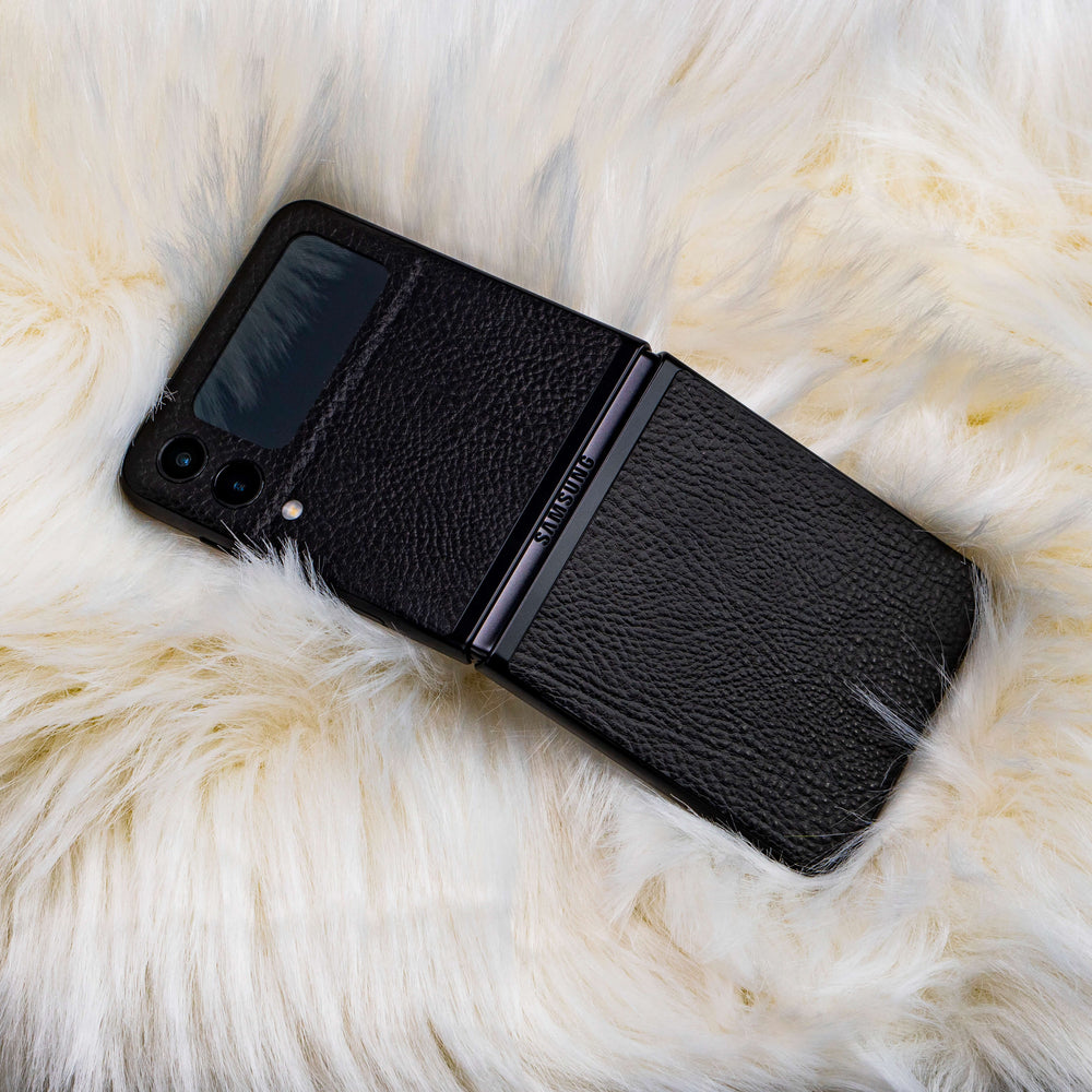 Samsung Galaxy Z Flip 3 LUXURIA RIDERS Black LEATHER Textured Skin