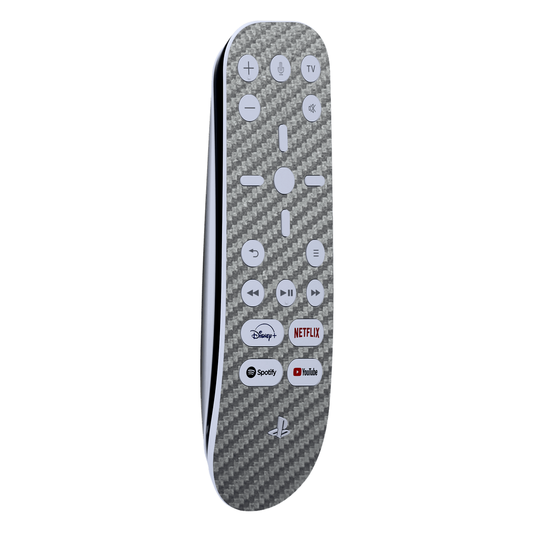 PS5 Playstation 5 Media Remote Skin - Grey Metallic 3D Textured Carbon Fibre Fiber Skin Wrap Decal Cover Protector by EasySkinz | EasySkinz.com