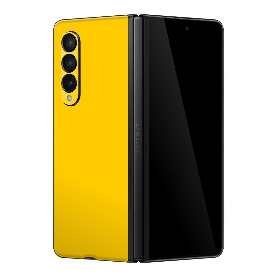 Samsung Galaxy Z Fold 3 Gloss Glossy Golden Yellow Skin Wrap Sticker Decal Cover Protector by EasySkinz