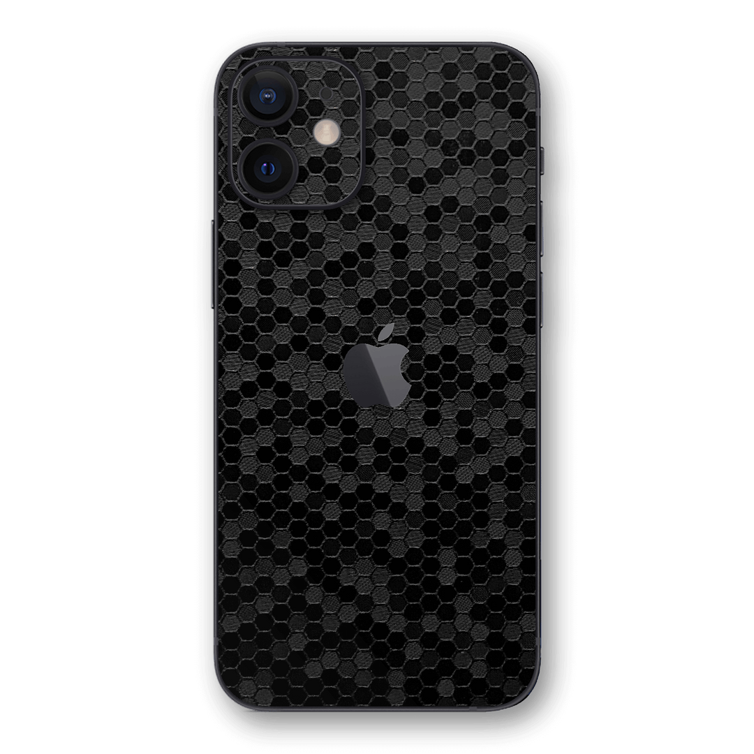 iPhone 12 mini BLACK Honeycomb 3D Textured Skin Wrap Sticker Decal Cover Protector by EasySkinz
