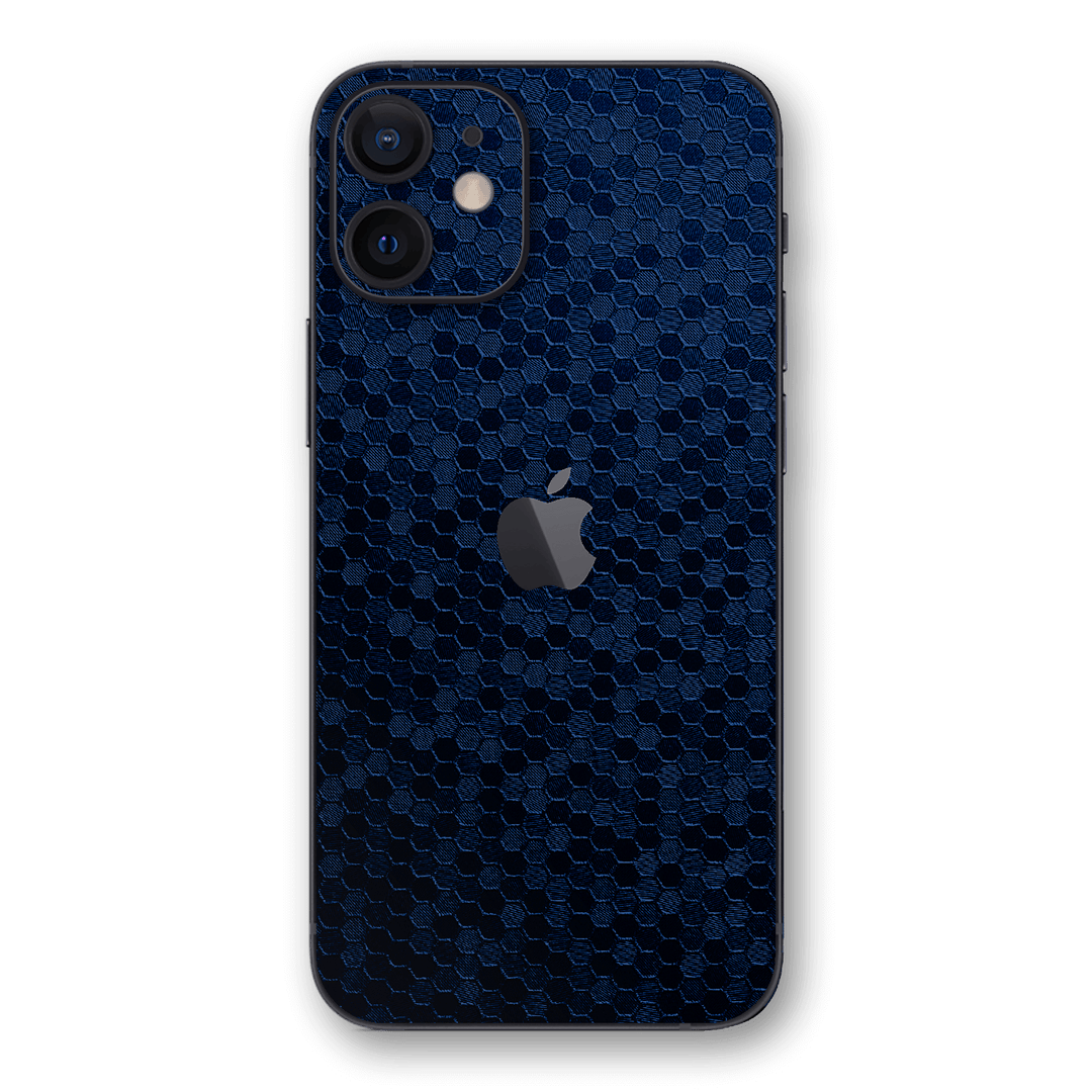 iPhone 12 mini Navy Blue Honeycomb 3D Textured Skin Wrap Sticker Decal Cover Protector by EasySkinz