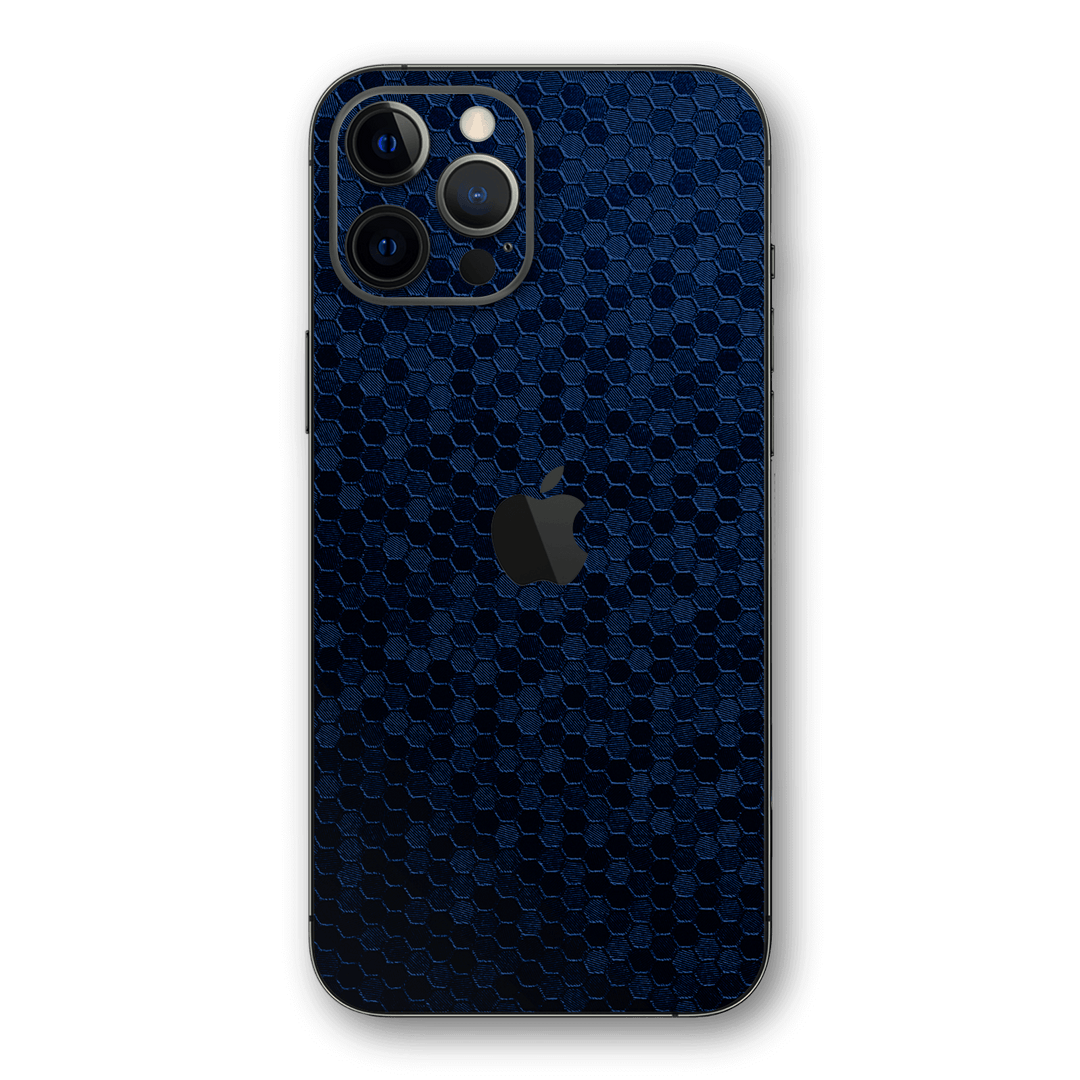 iPhone 12 PRO Navy Blue Honeycomb 3D Textured Skin Wrap Sticker Decal Cover Protector by EasySkinz