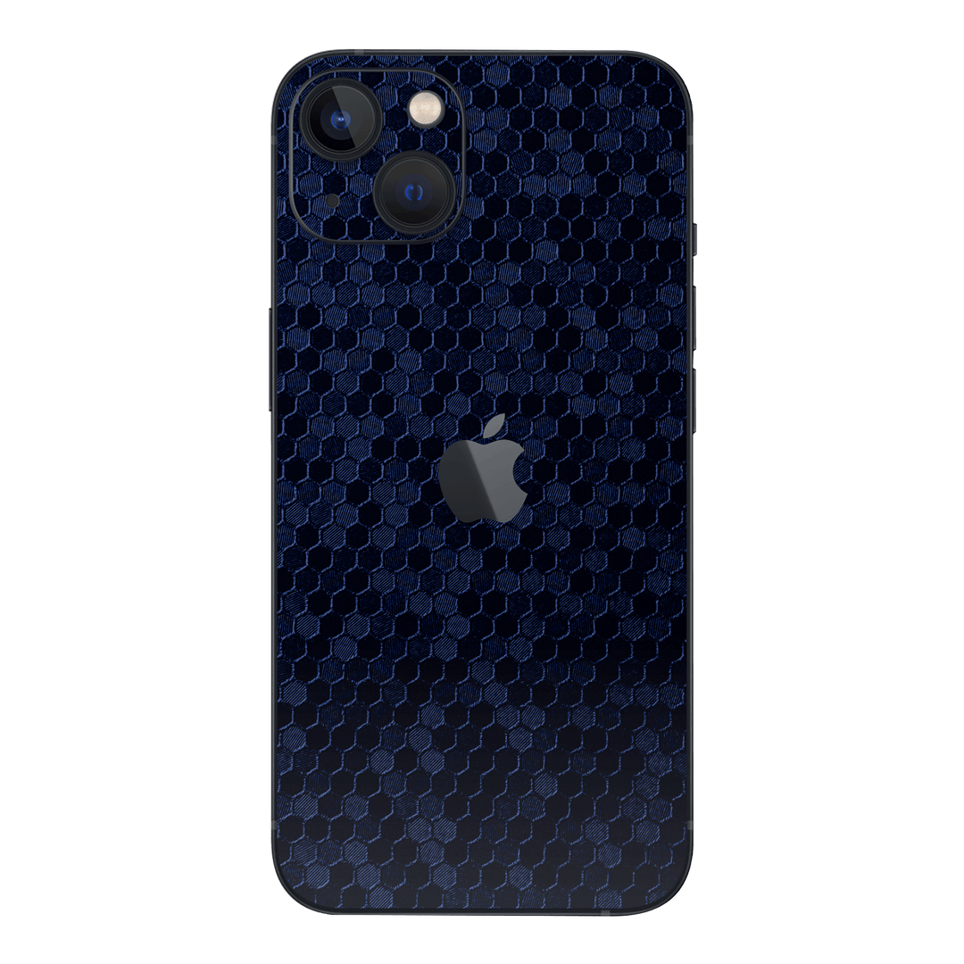 iPhone 14 Plus Luxuria Navy Blue Honeycomb 3D Textured Skin Wrap Sticker Decal Cover Protector by EasySkinz | EasySkinz.com