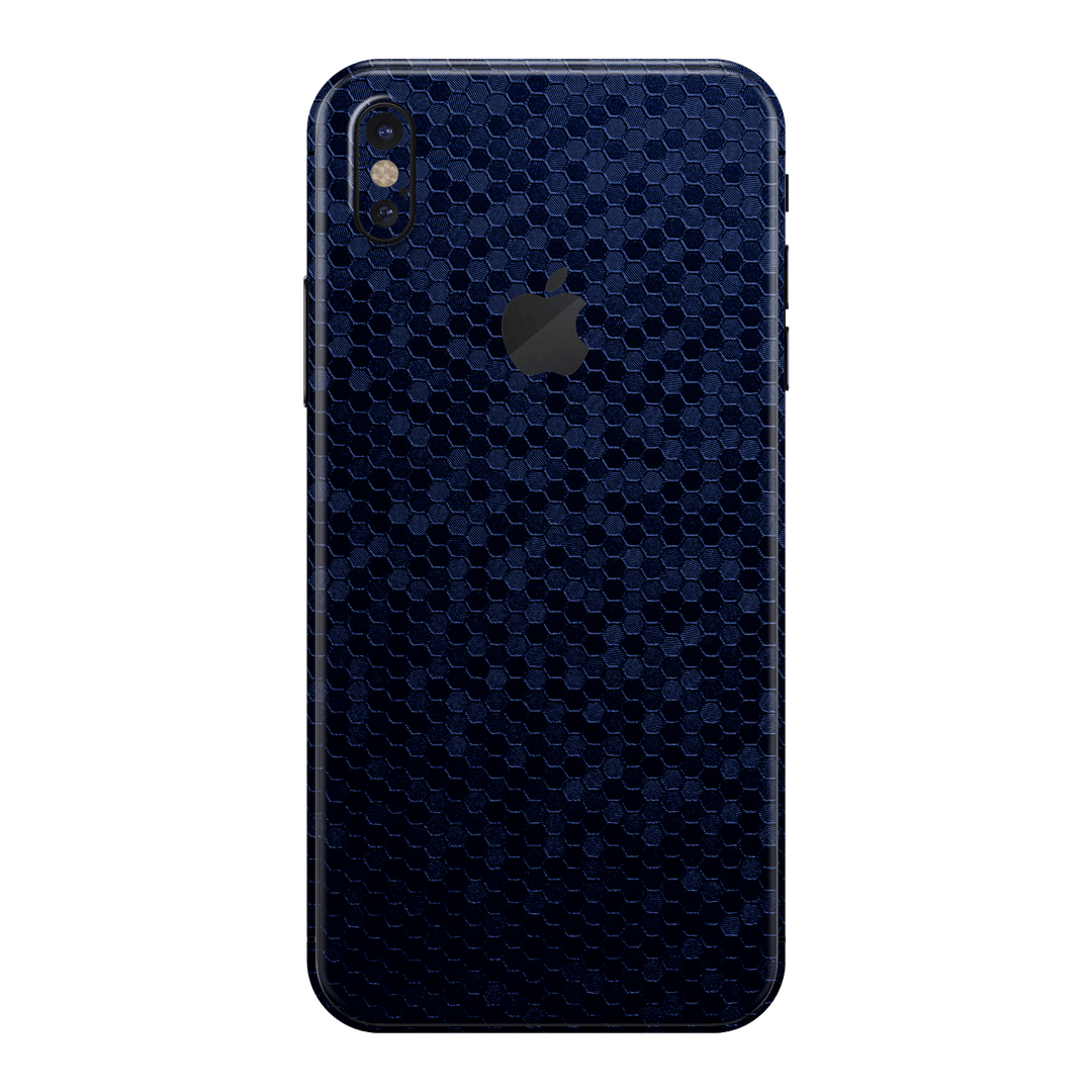 iPhone XS MAX Luxuria Navy Blue Honeycomb 3D Textured Skin Wrap Sticker Decal Cover Protector by EasySkinz | EasySkinz.com