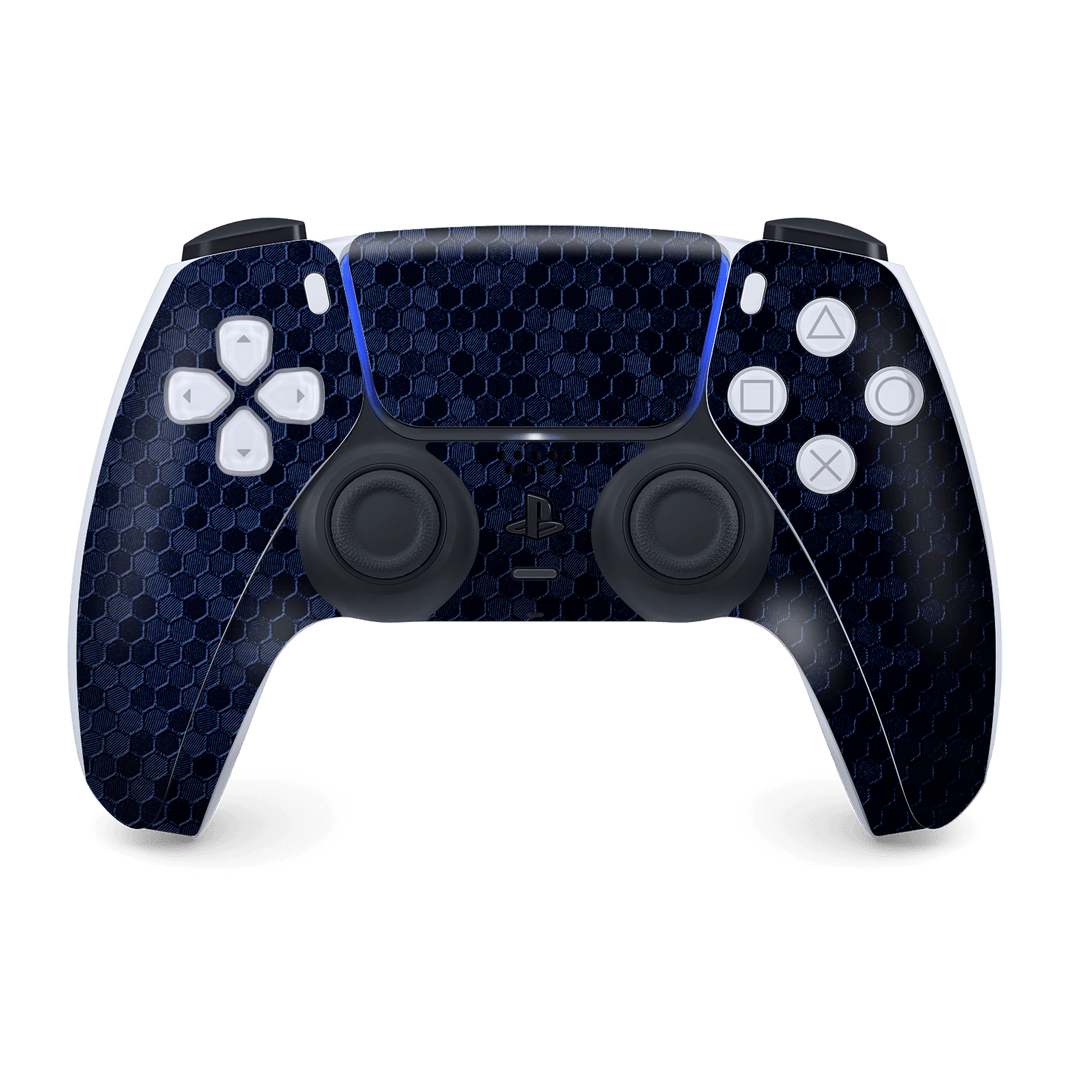 PS5 Playstation 5 DualSense Wireless Controller Skin - Luxuria Navy Blue Honeycomb 3D Textured Skin Wrap Decal Cover Protector by EasySkinz | EasySkinz.com