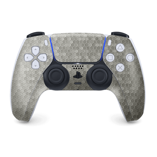 PS5 Playstation 5 DualSense Wireless Controller Skin - Luxuria Silver Honeycomb 3D Textured Skin Wrap Decal Cover Protector by EasySkinz | EasySkinz.com