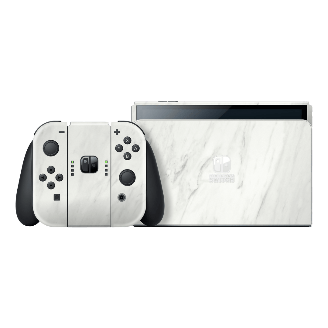 Nintendo Switch OLED Luxuria White MARBLE Stone Skin Wrap Sticker Decal Cover Protector by EasySkinz | EasySkinz.com