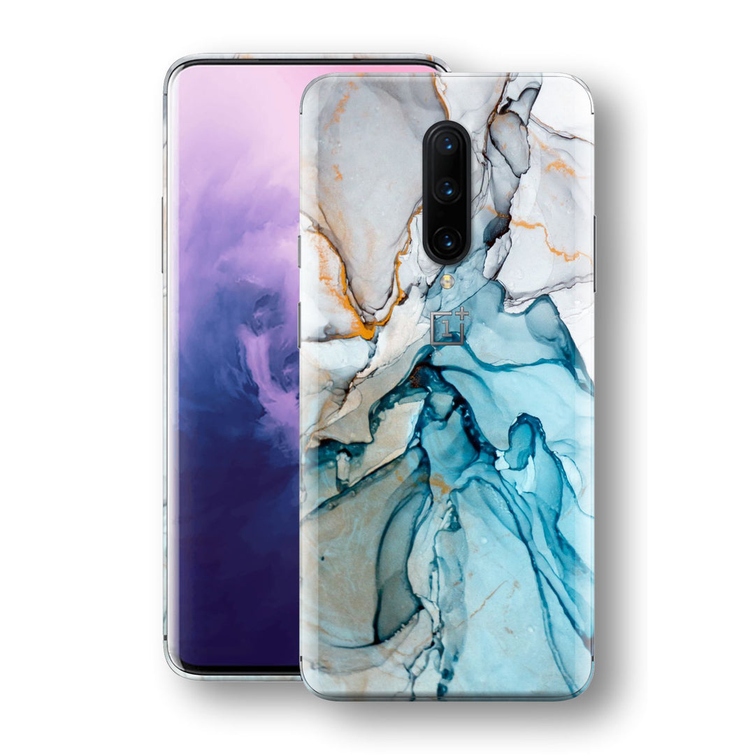 OnePlus 7 PRO Print Custom Signature Marble TURQUOISE Skin Wrap Decal by EasySkinz - Design 2