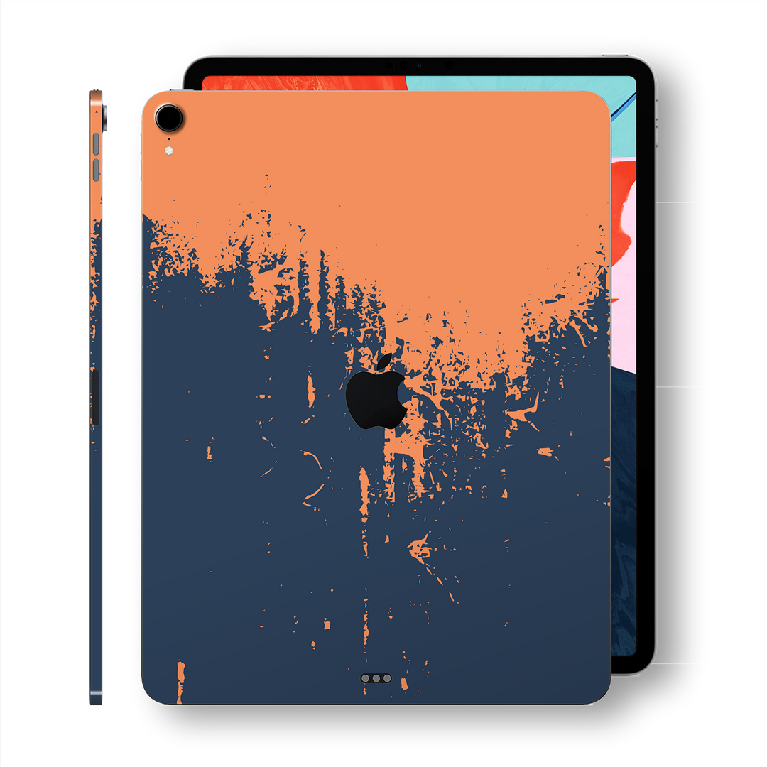 iPad PRO 12.9" inch 3rd Generation 2018 Signature Navy-Orange Sprayed Paint Printed Skin Wrap Decal Protector | EasySkinz
