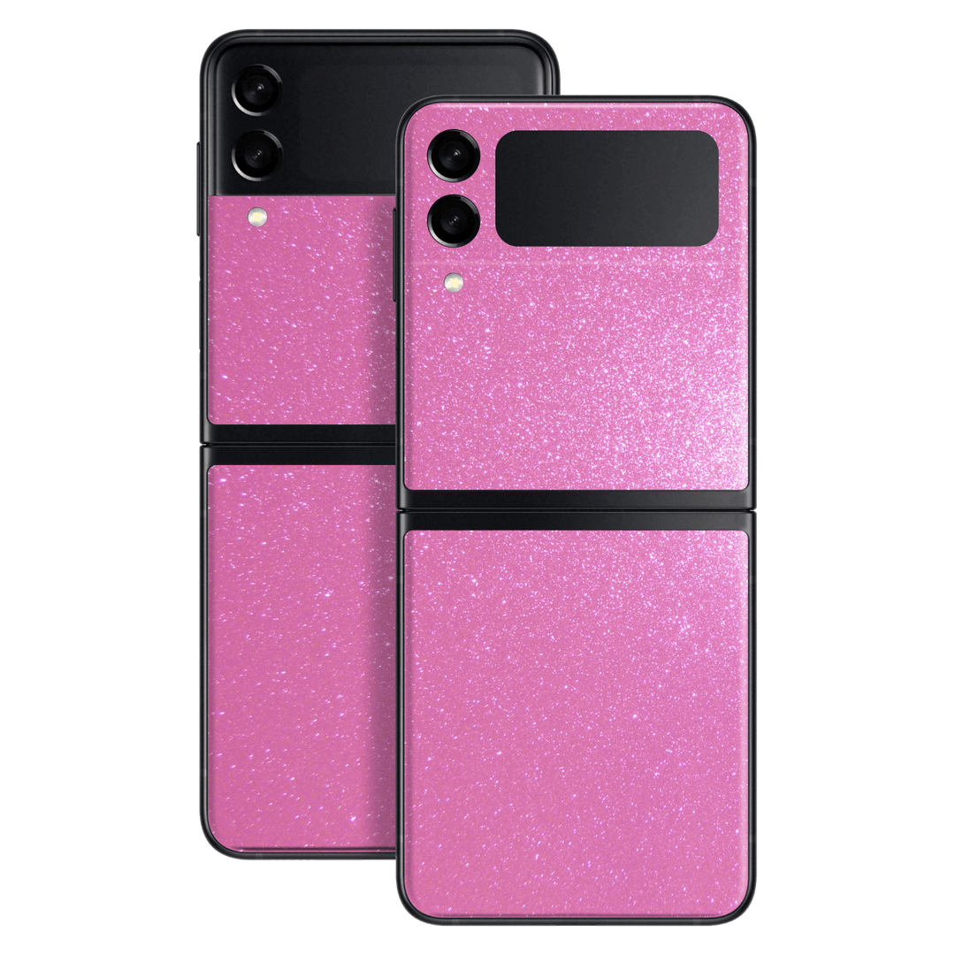 Samsung Galaxy Z Flip 3 Diamond Pink Shimmering Sparkling Glitter Skin Wrap Sticker Decal Cover Protector by EasySkinz | EasySkinz.com
