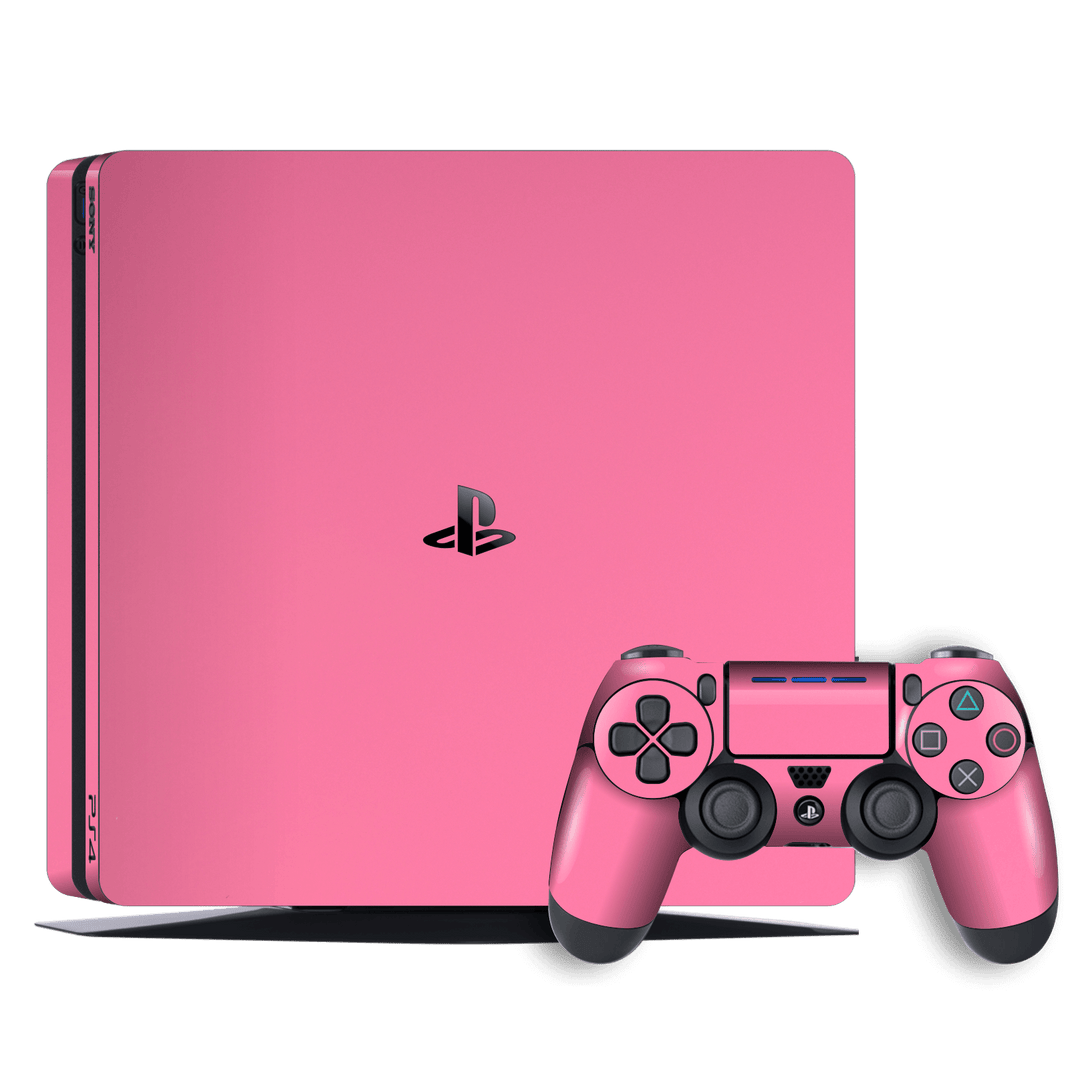 Playstation 4 SLIM PS4 Slim Glossy Hot Pink Skin Wrap Decal by EasySkinz