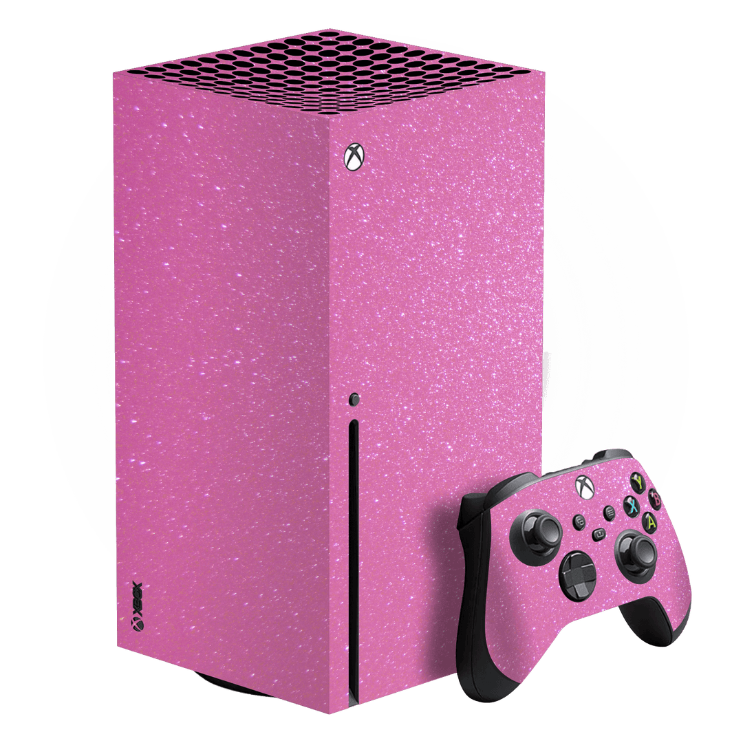 XBOX Series X Diamond PINK Shimmering, Sparkling, Glitter Skin, Wrap, Decal, Protector, Cover by EasySkinz | EasySkinz.com
