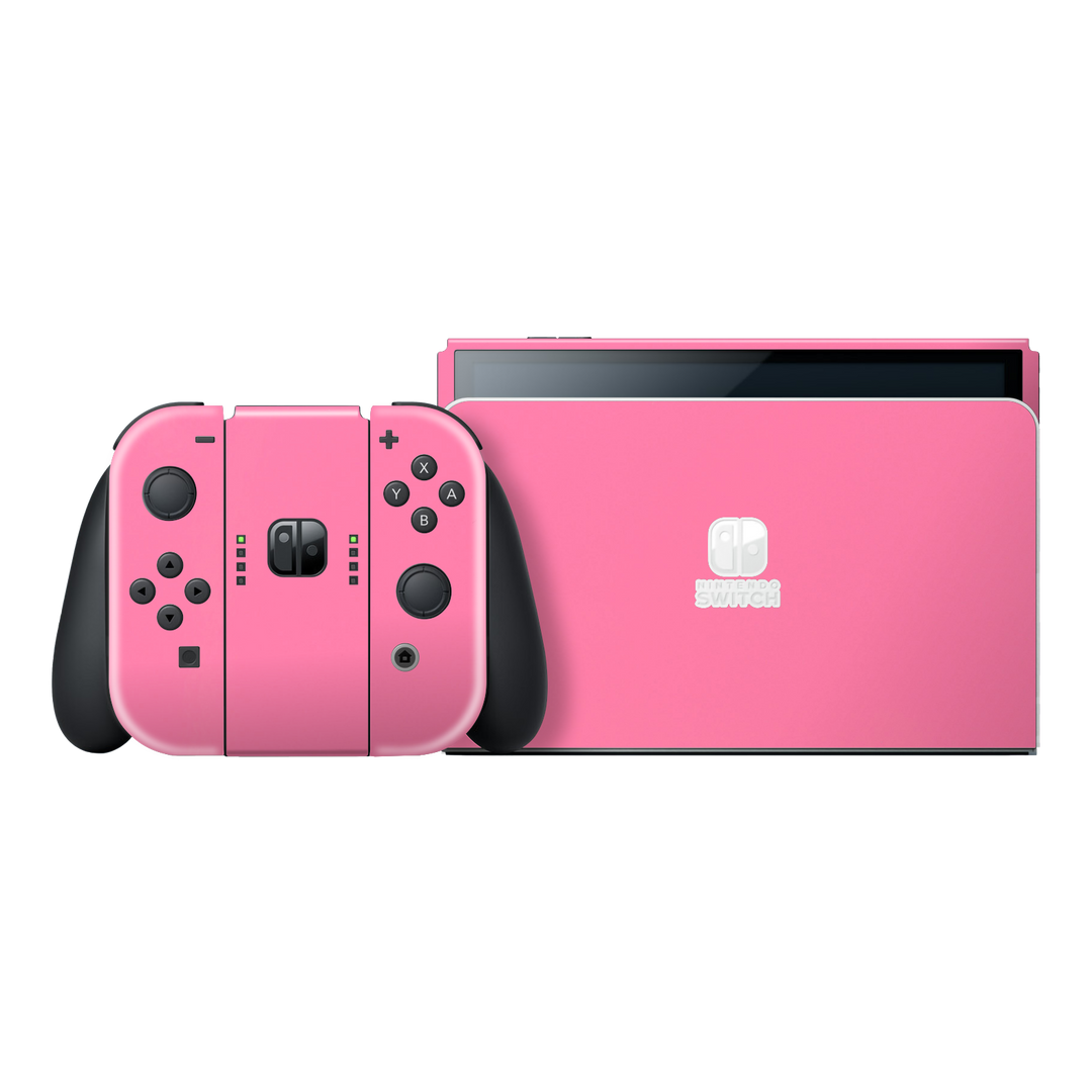 Nintendo Switch OLED Gloss Hot Pink Skin Wrap Sticker Decal Cover Protector by EasySkinz | EasySkinz.com