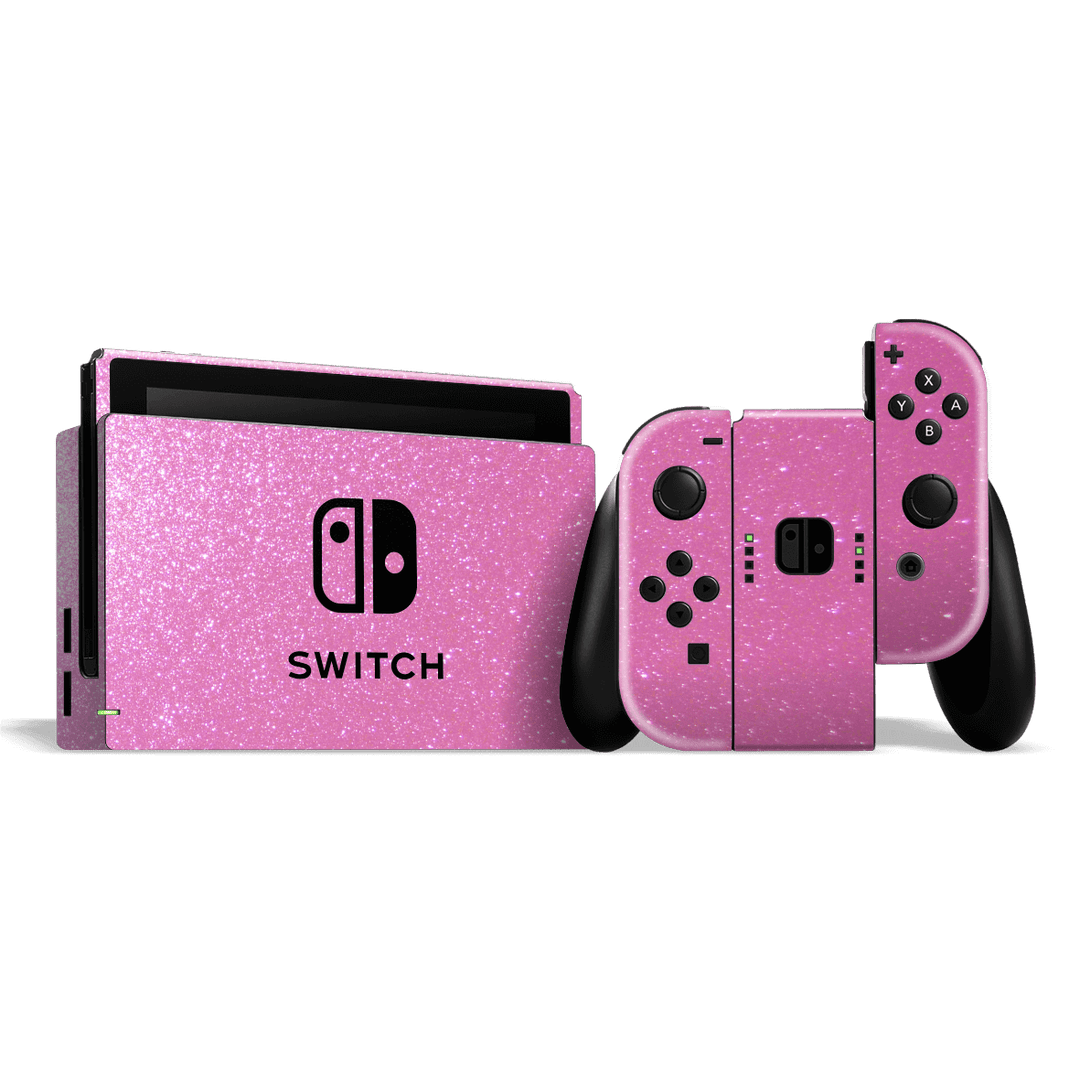 Nintendo SWITCH Diamond Pink Glitter Shimmering Skin Wrap Sticker Decal Cover Protector by EasySkinz