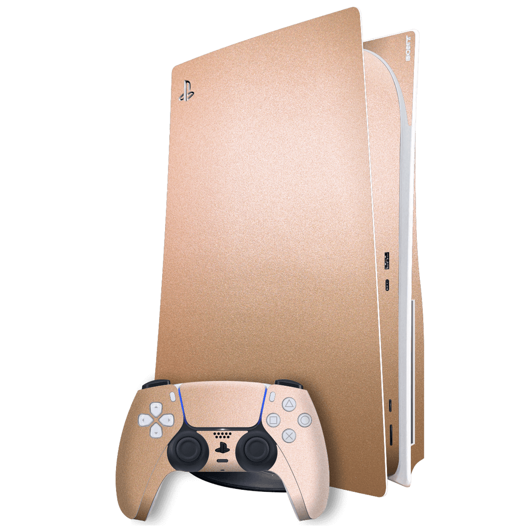 Playstation 5 (PS5) DISC Edition Luxuria Rose Gold Metallic Skin Wrap Sticker Decal Cover Protector by EasySkinz | EasySkinz.com