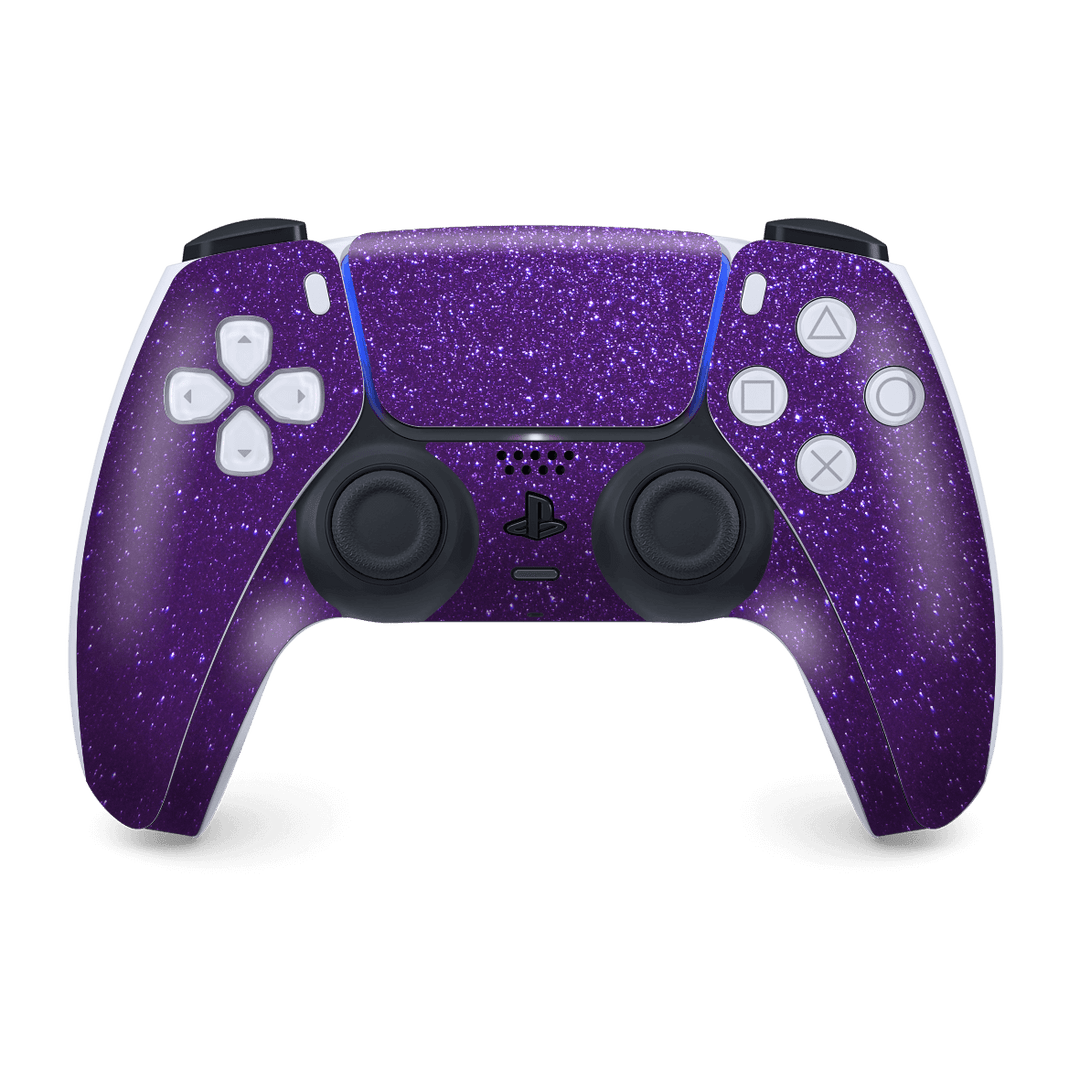 PS5 Playstation 5 DualSense Wireless Controller Skin - Diamond Purple Shimmering Sparkling Glitter Skin Wrap Decal Cover Protector by EasySkinz | EasySkinz.com