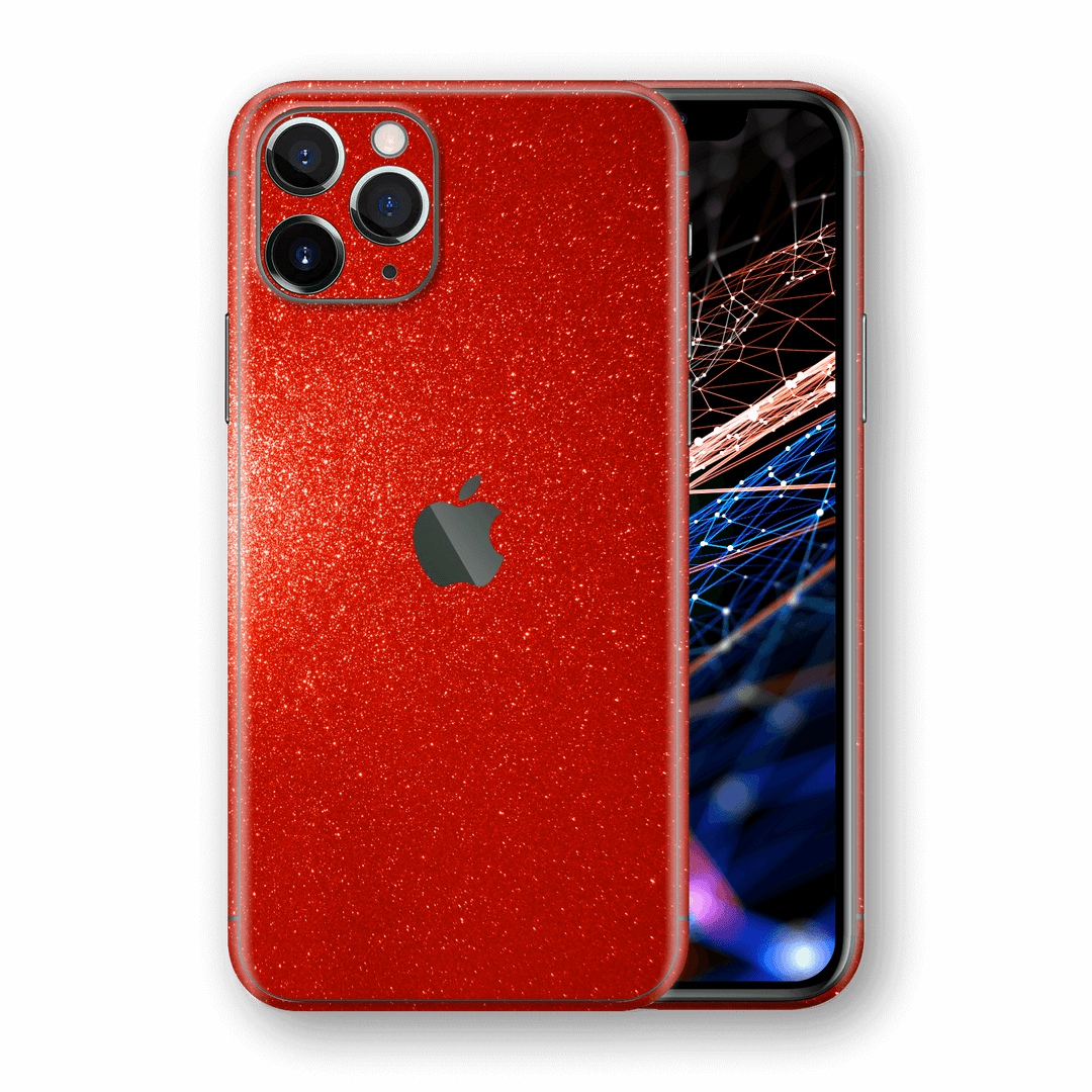 iPhone 11 Pro MAX Diamond RED Shimmering, Sparkling, Glitter Skin, Wrap, Decal, Protector, Cover by EasySkinz | EasySkinz.com