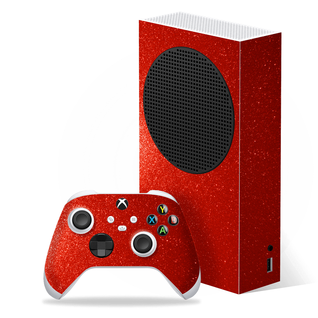 XBOX Series S Diamond RED Shimmering, Sparkling, Glitter Skin, Wrap, Decal, Protector, Cover by EasySkinz | EasySkinz.com