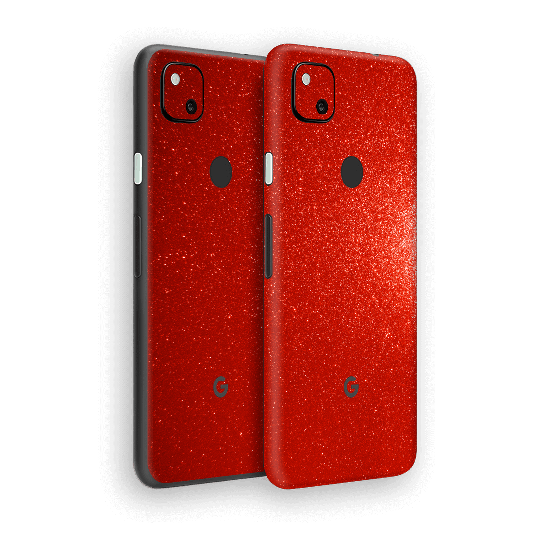 Google Pixel 4a Diamond Red Shimmering, Sparkling, Glitter Skin Wrap Sticker Decal Cover Protector by EasySkinz