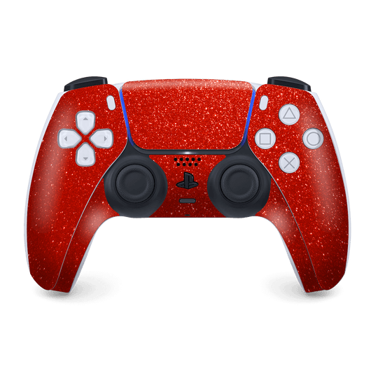 PS5 Playstation 5 DualSense Wireless Controller Skin - Diamond Red Shimmering Sparkling Glitter Skin Wrap Decal Cover Protector by EasySkinz | EasySkinz.com