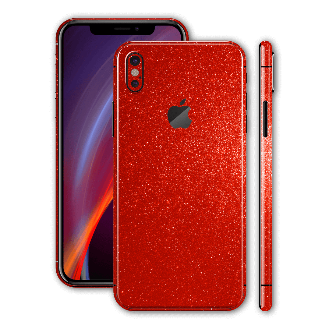 iPhone X Diamond RED Shimmering, Sparkling, Glitter Skin, Wrap, Decal, Protector, Cover by EasySkinz | EasySkinz.com