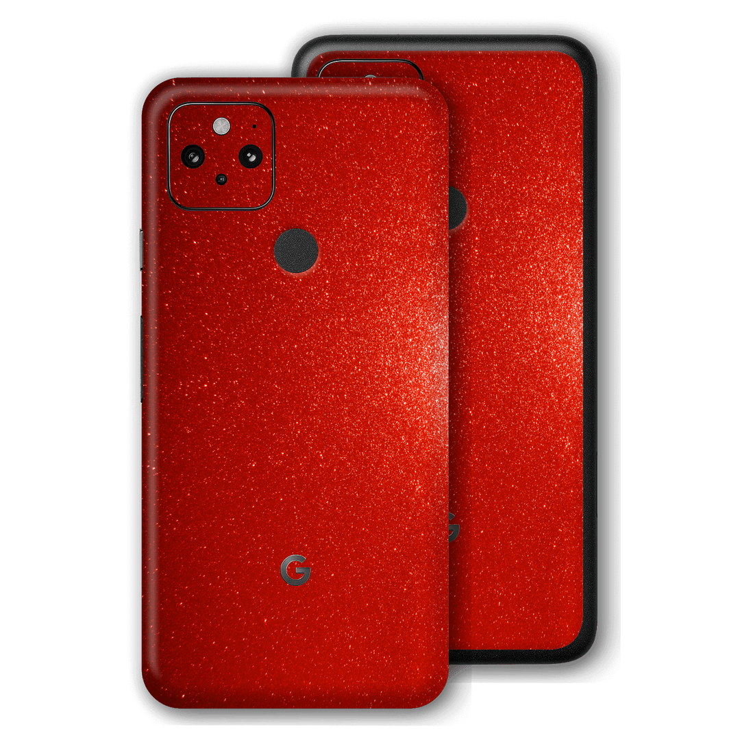 Pixel 5 Diamond RED Shimmering, Sparkling, Glitter Skin, Wrap, Decal, Protector, Cover by EasySkinz | EasySkinz.com