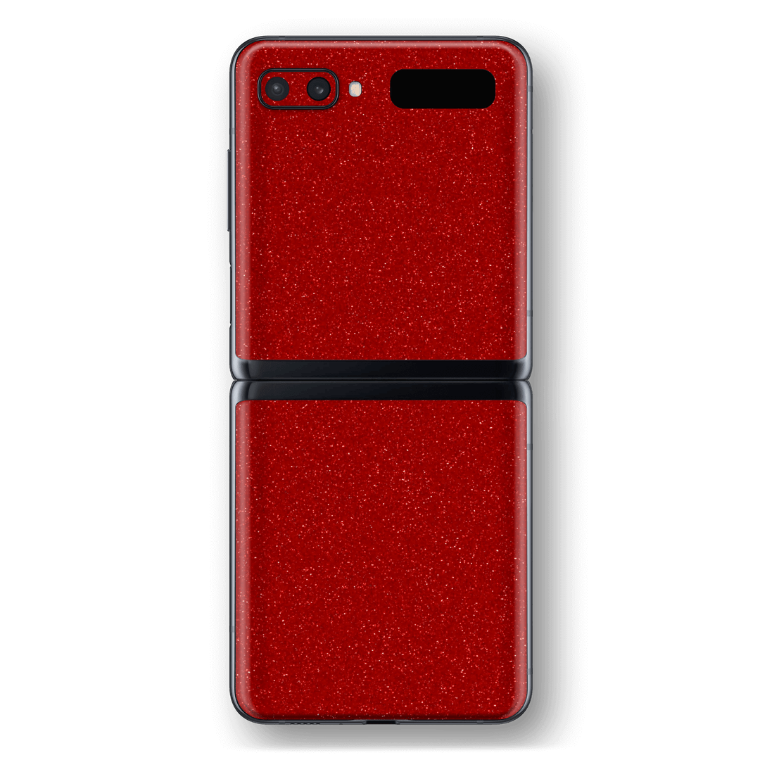 Samsung Galaxy Z Flip Diamond Red Shimmering, Sparkling, Glitter Skin Wrap Sticker Decal Cover Protector by EasySkinz