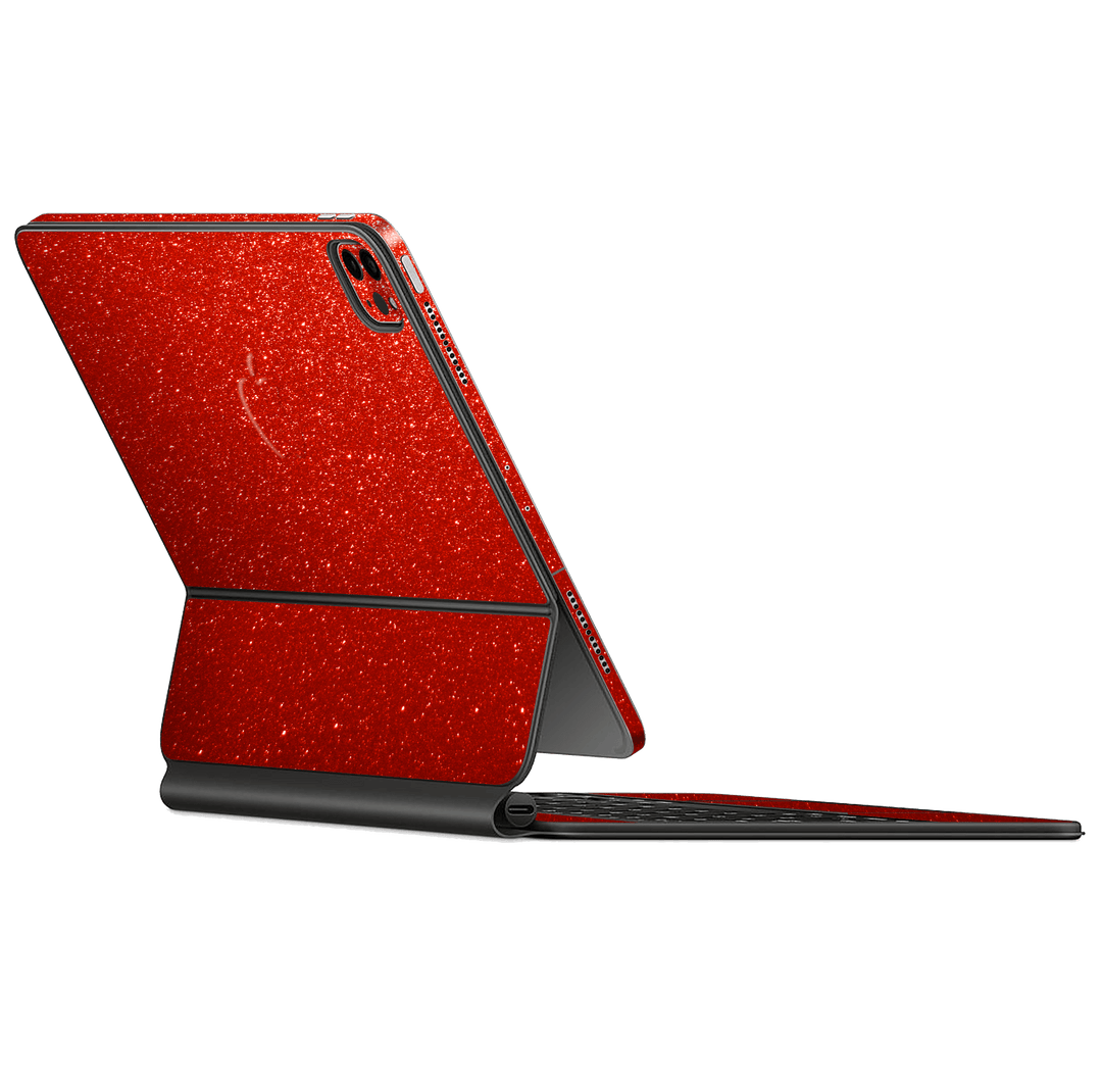 Magic Keyboard for iPad Pro 12.9" M1 (5th Gen, 2021) Diamond Red Glitter Shimmering Skin Wrap Sticker Decal Cover Protector by EasySkinz | EasySkinz.com
