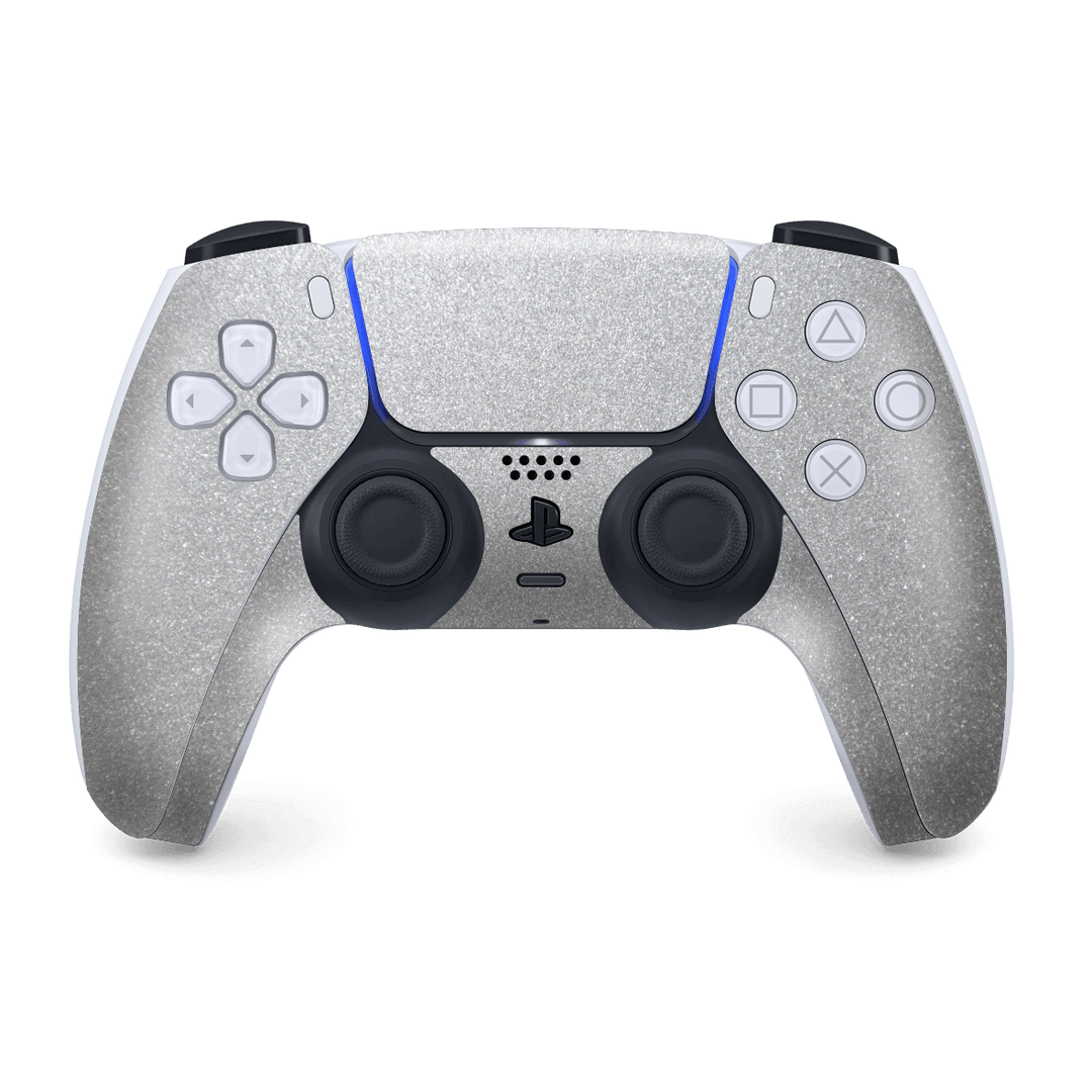 PS5 Playstation 5 DualSense Wireless Controller Skin - Silver Metallic Gloss Finish Skin Wrap Decal Cover Protector by EasySkinz | EasySkinz.com