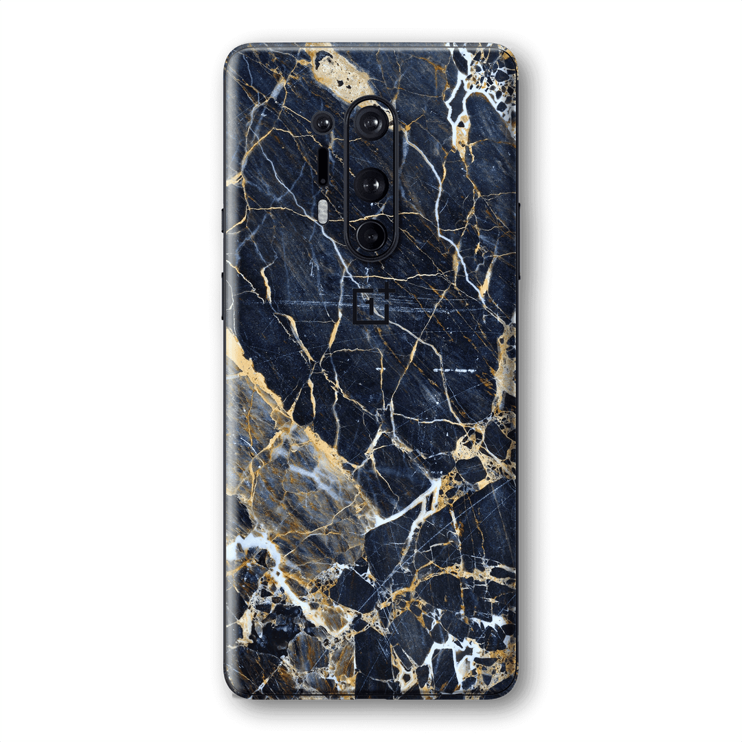 OnePlus 8 PRO Print Custom Signature Marble Blue Gold Skin Wrap Decal by EasySkinz