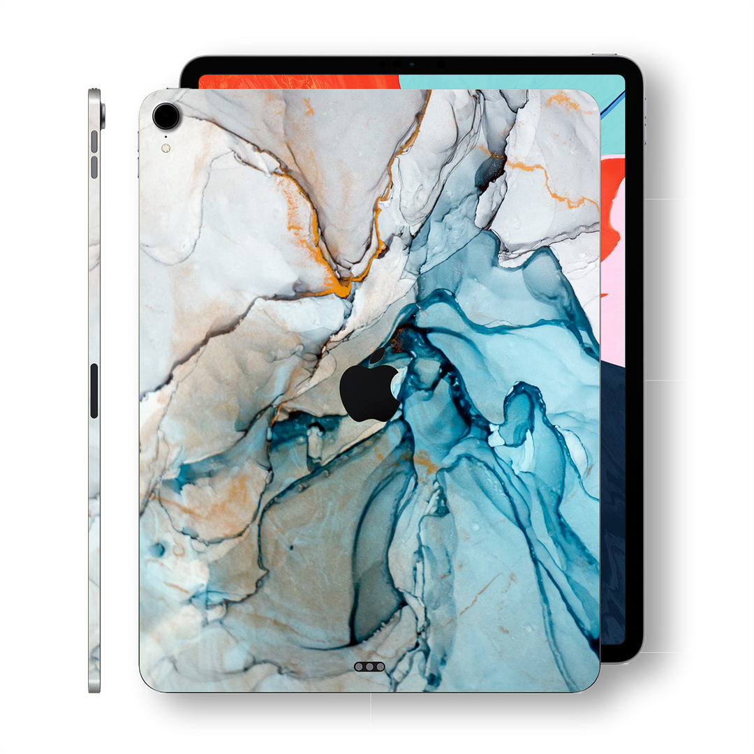 iPad PRO 12.9" inch 3rd Generation 2018 Signature Marble Turquoise Printed Skin Wrap Decal Protector | EasySkinz