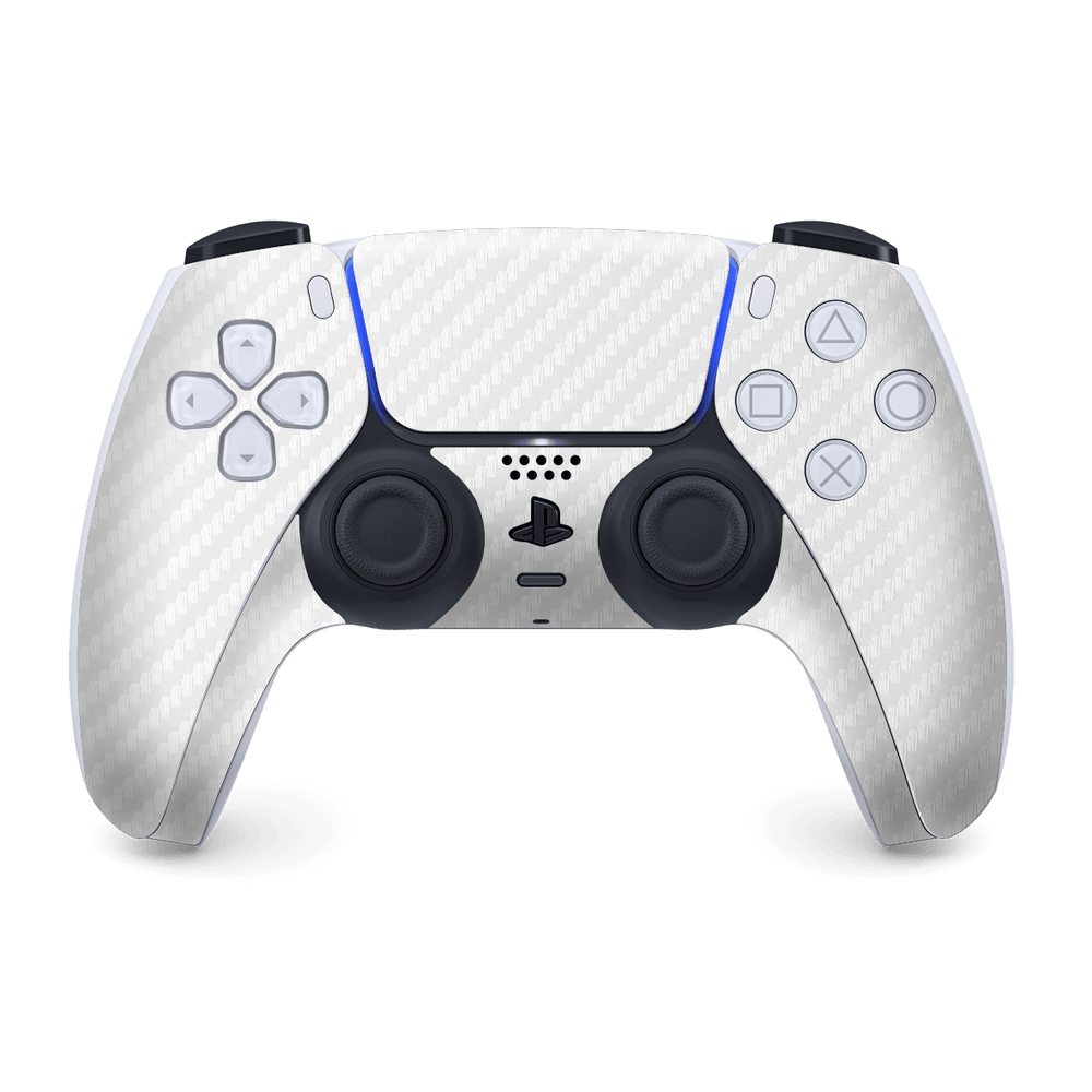 PS5 Playstation 5 DualSense Wireless Controller Skin - White 3D Textured Carbon Fibre Fiber Skin Wrap Decal Cover Protector by EasySkinz | EasySkinz.com