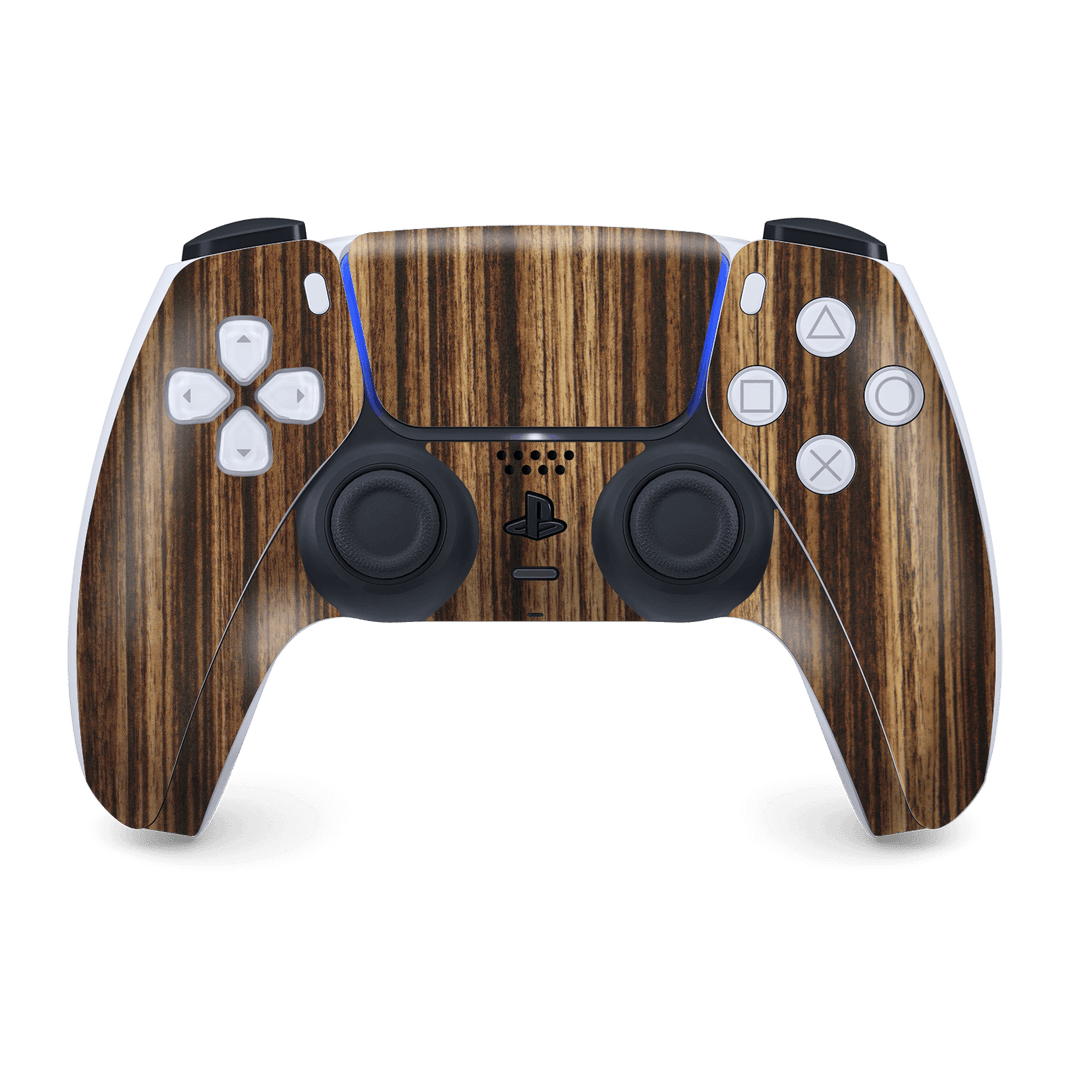 PS5 Playstation 5 DualSense Wireless Controller Skin - Luxuria Zebrano Wood Wooden Effect Skin Wrap Decal Cover Protector by EasySkinz | EasySkinz.com